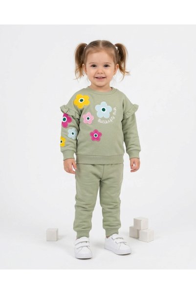 VEGAMOD Girls' Winter 3-Piece Fleece Set with Flower Embroidery and Writing, ...