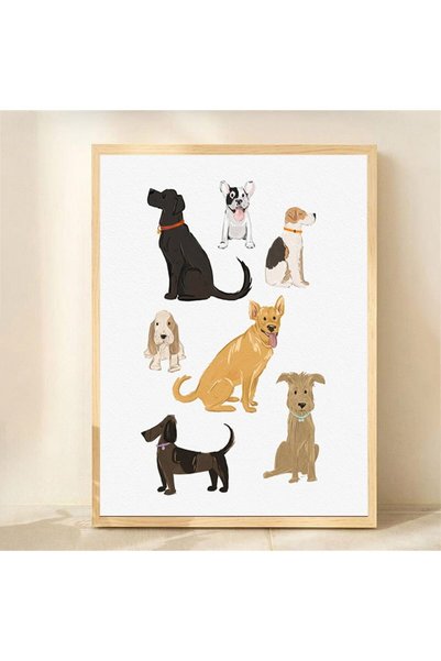Generic Brand 1pc Dog Illustration Canvas Wall Art Print, Hanging Dog Collect...