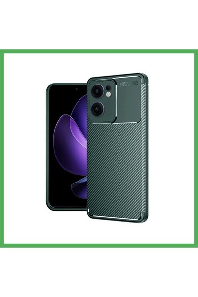 Nur store Çanta Reno 13F Compatible Case Auto Focus Carbon Cover - Dark Green...