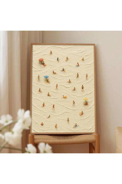 Generic Brand 1pc Aerial View Tiny People Beach Canvas Wall Art Print, Summer...