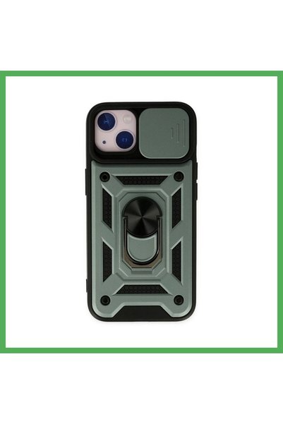 Nur store Çanta iPhone 14 Compatible Case with Lens Ring Silicone - Green Bezoss