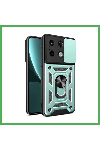 Nur store Çanta ريدمي نوت 13 برو 4G سيليكون متوافق مع عدسة بارس مع حلقة - أخض...