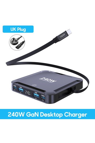 Choice UK Plug Ubigbuy 240W GaN Charger Digital Display Fast Charging Station...