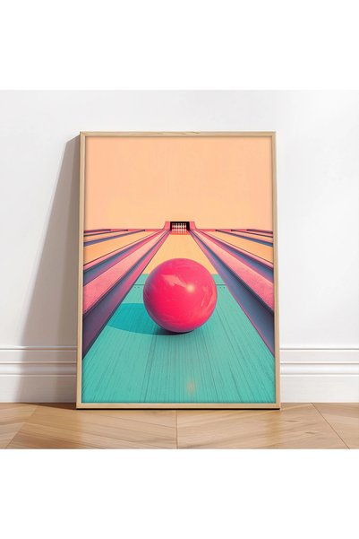 Generic Brand 1pc Retro Bowling Alley Mid-Century Modern Canvas Wall Art Prin...