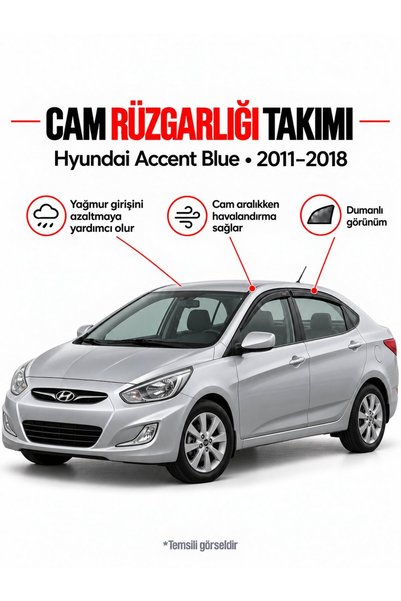 Hys Hyundai Accent Blue Cam Rüzgarlığı Takımı