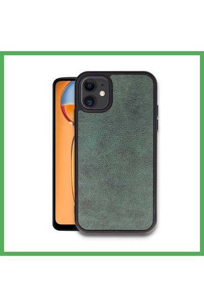 Nur store Çanta غطاء جلدي متوافق مع هاتف iPhone 11 - أخضر داكن BEZOSS