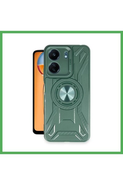 Nur store Çanta حافظة متوافقة مع هاتف Redmi 13C من السيليكون لينكولن - أخضر د...