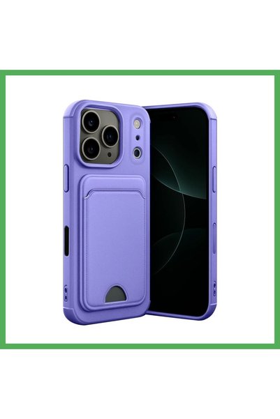 Nur store Çanta غطاء سيليكون متوافق مع iPhone 17 Pro مع بطاقة كيلفن - أرجواني...