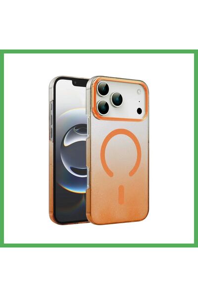 Nur store Çanta iPhone 17 Pro Compatible Glossy Magsafe Cover - Orange Bezoss