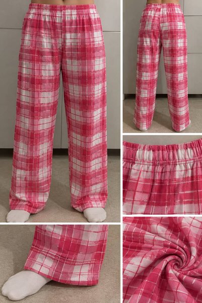Çimen Spor Giyim Kadın Desenli Pijama Altı İnterlok Kumaş Rahat Kesim Lastikl...