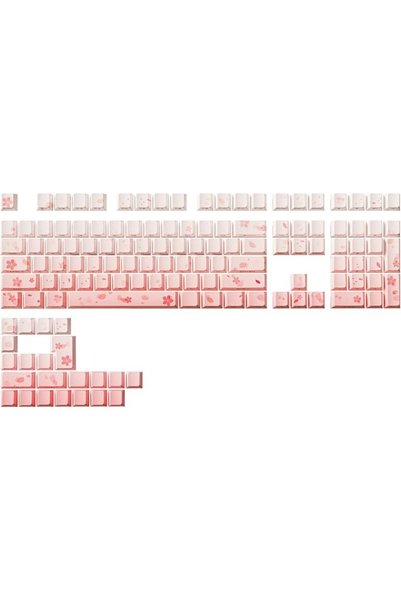 YUNZII Sakura PBT Keycaps, 131-key Double Shot/Dye Sub Dual-Process Gradient ...