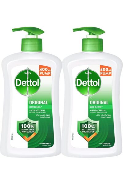 Dettole ديتول 35% غسول اليدين الأصلي المضاد للبكتيريا، 2 × 400 مل - عبوة واحدة