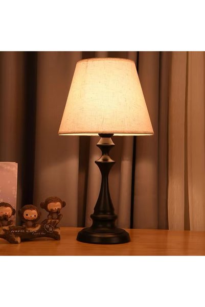 Cozy Haven مصباح طاولة عصري مع غطاء قماشي، مصباح واحد بقوة 7 واط مع ضوء دافئ ...