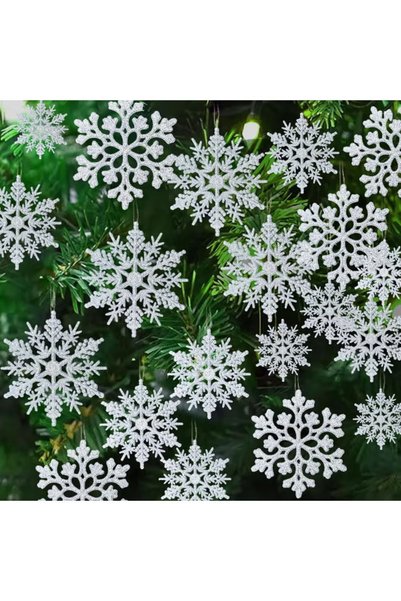 GGEROU Christmas Decorations 36Pcs White Snowflake Ornaments Christmas Tree D...