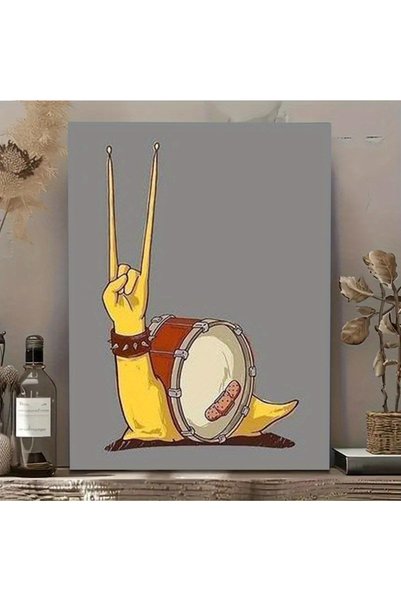 Generic Brand 1pc Playful Snail Drumming Cute Cartoon Fun Canvas Wall Art Pri...