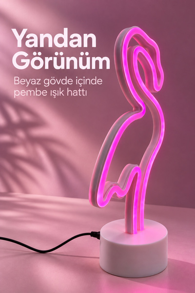 Clevora Flamingo LED Lamba Pembe Işıklı USB ve Pilli