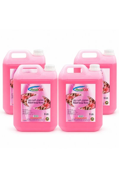 REALOX ALKANZ Hand Soap Rose, Full Carton of 4 x 5 L Bottles, 20 L Total