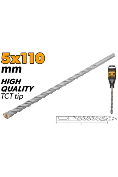 TOLSEN رؤوس مثقاب مطرقة SDS-Plus بطرف TCT وهيكل من سبائك الكروم 5×110 مم (0.2...