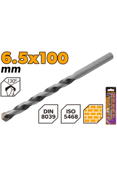 TOLSEN مثقاب بناء بقمة TCT CP مقاس 6.5×100 مم (0.26×4 بوصة) وفقًا لمعيار DIN8039