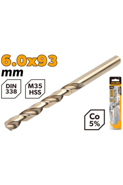 TOLSEN Drill Bit HSS M35 6.0MM (0.24") 1Pack