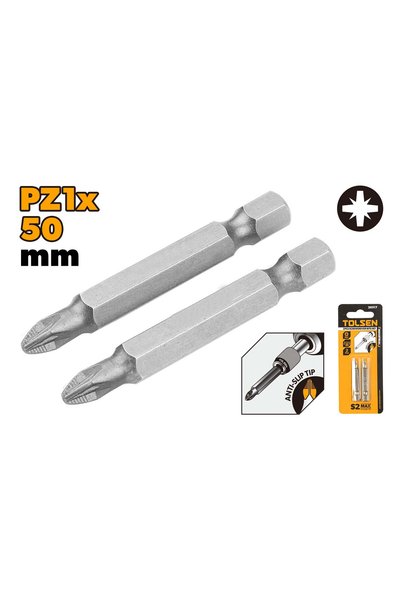 TOLSEN Screwdriver Bit Set Pozi 2PCS S2 PZ#1 50mm (2")