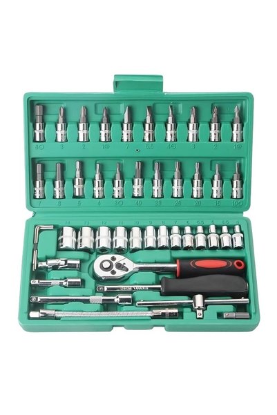 Gambino Chei tubulare Set 46 de Piese, Trusa Scule de Reparatii Auto, Prelung...