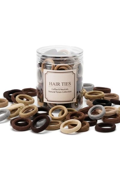 Generic 100 Pcs Baby Hair Ties, Small No Damage Elastic Hair Bands(Coffee Ton...