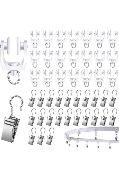 Arabest Curtain Track Roller Hooks,60 Pcs,Plastic Wheeled,Steel Glider Set,11...