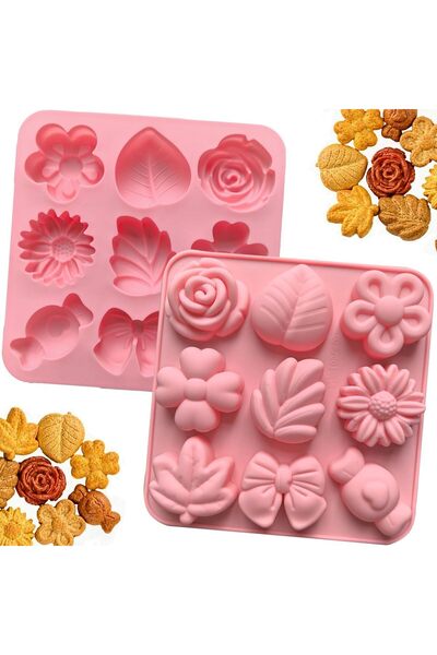 Generic Flower Rose Leaf Bow Candy Silicone Molds for Baking, Flexible Non-St...