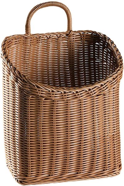 Generic Woven Hanging Wicker Basket for Door, Handmade Rattan Hanging Wall Ba...