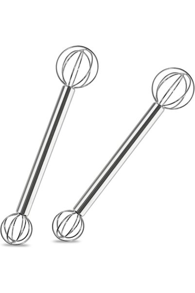Generic Whisk, Stainless Steel Double-Ended Mixing Tool with Large and Small ...