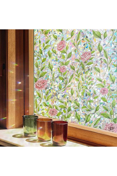 Generic Stained Glass Window Film 45×200cm,3D PVC Privacy Glass Cling,Heat UV...