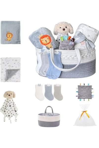 Generic Set for Newborns -Diaper Caddy Organizer Basket with 2 Blankets, 1 Ta...
