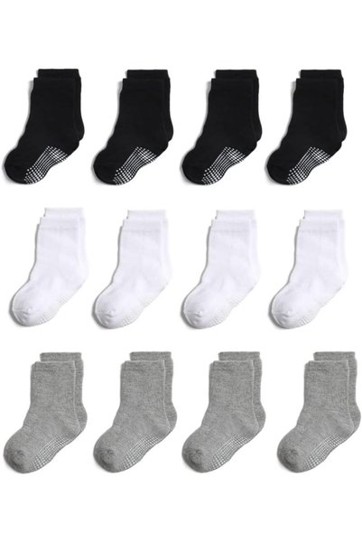 Generic 12 زوجًا من الجوارب المضادة للانزلاق للأطفال، جوارب مانعة للانزلاق لل...