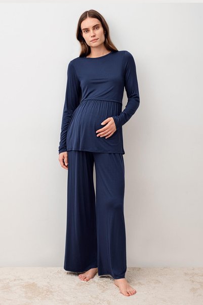 Artış Long Sleeve Flexible Lycra Viscose Maternity Pajama Set