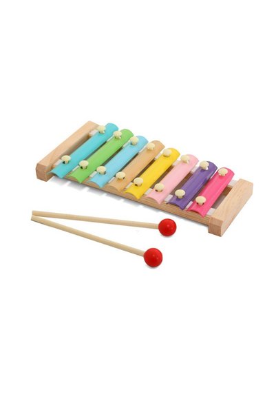 OEM Instrument Muzical Xilofon, din Lemn, 8 Note Muzicale, 2 Bete de Percutie...