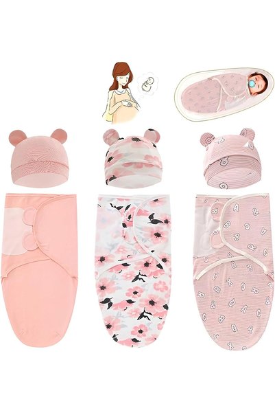 Generic 6 PCS Baby Swaddle Blanket Wrap Cap Set Newborn Infant Sleep Sack Wit...