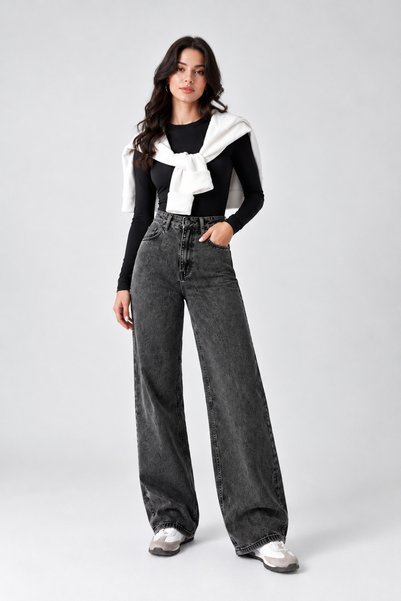 OnPelin jeans Παντελόνι τζιν με ελαστική μέση, φαρδιά γραμμή και στυλ «boyfri...