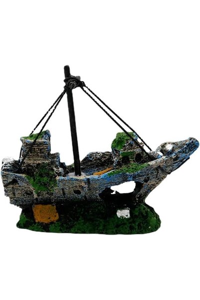 Generic Aquarium Landscaping Decoration Shipwreck Pirate Boat Sunken Ship Fis...