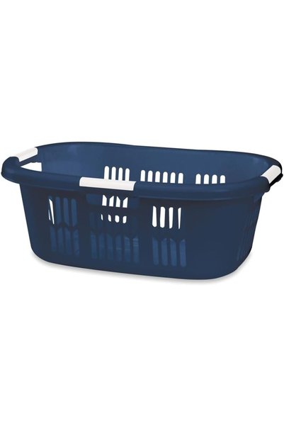 RUBBERMAID سلة غسيل بلاستيكية متينة ومحمولة من هيبهاجر، باللون الأبيض