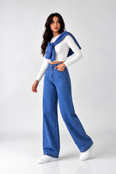 OnPelin jeans Παντελόνι τζιν με ελαστική μέση, φαρδιά γραμμή και στυλ «boyfri...