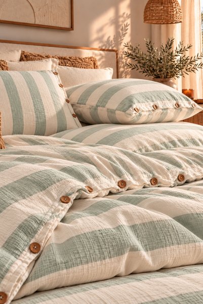 Loyal Home 100% Cotton 2 Layer Muslin Double Duvet Cover Set |   Breathable S...