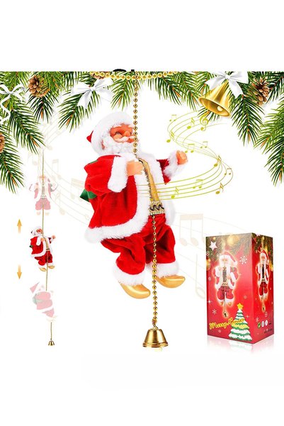 GGEROU Christmas Electric Santa Claus Decorations, Climbing Rope Santa Claus ...