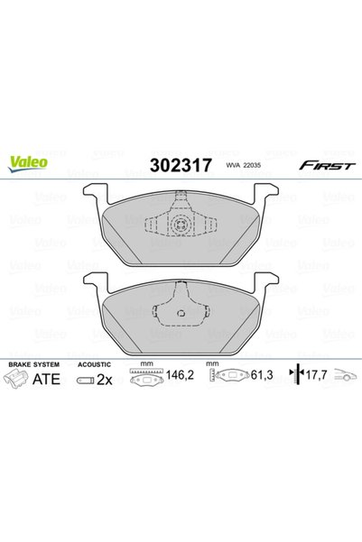 VALEO Σετ τακακιών φρένων, δισκόφρενο 302317