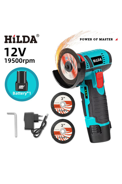 Hilda EU plug 12v Mini Angle Grinder 3 inch Cordless Power Tool For Cutting D...