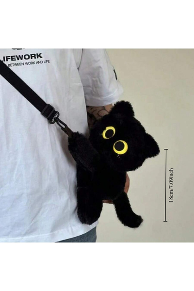 Choice black crossbody bag Black Cat Backpacks Big Eyes Kitten Doll Plush Kaw...