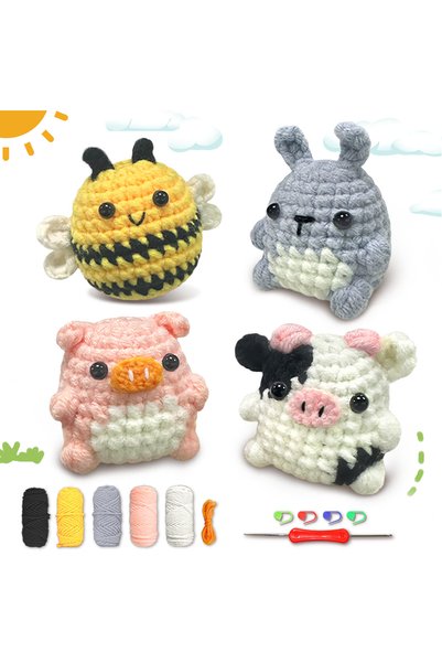 Choice Gold AMAXIN Animals Crochet Kit for Beginners-Cute Family Easy Learn t...