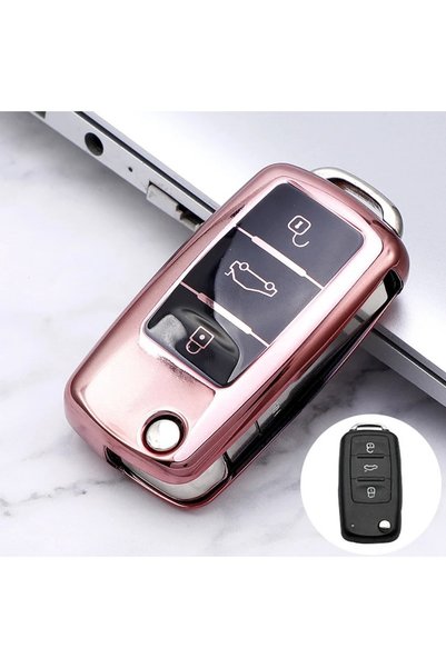 Choice Pink TPU Car Key Cover Car Key Full Case Protection Key Bag for VW Vol...