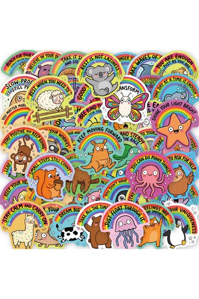 Choice 50pcs x2 50 PCS Rainbow Animal Mental Health English Positive Energy Q...