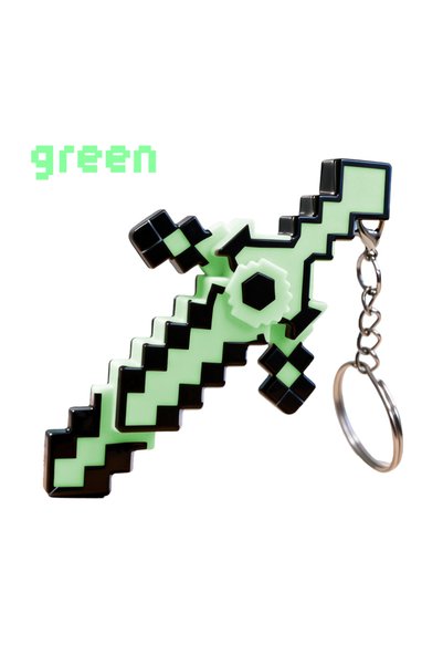 Choice Green Keychains Pixel Style Keychains Toys Transform Gemstone Sword Lu...